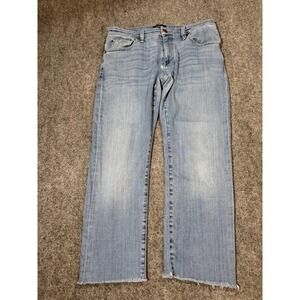 34 Heritage Jeans Mens 32x25 Blue Cool Mid Rise Tapered Cropped Raw Hem Denim